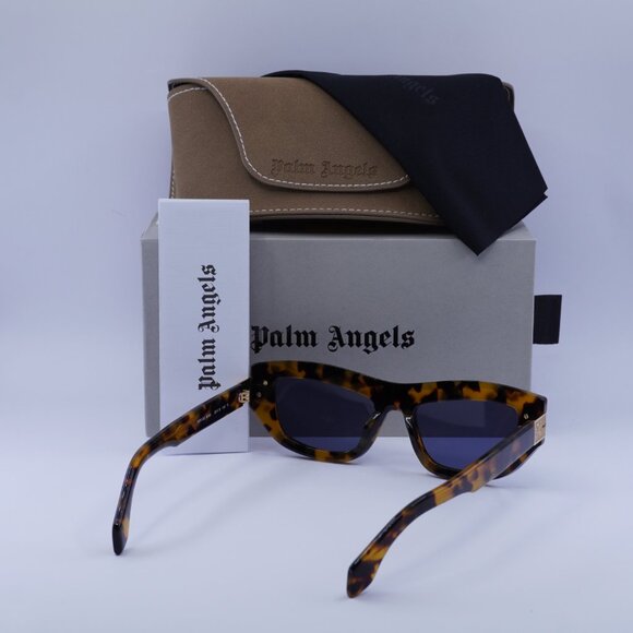 Palm Angels PERI10E CLAIRE 6045 Cat Eye Sunglasses - Havana/Blue - Picture 8 of 9